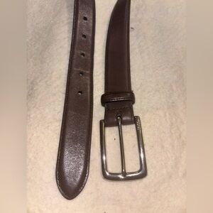 Polo Ralph Lauren 100% Genuine Brown Leather Mens Belt 42” Silver Toned Buckle